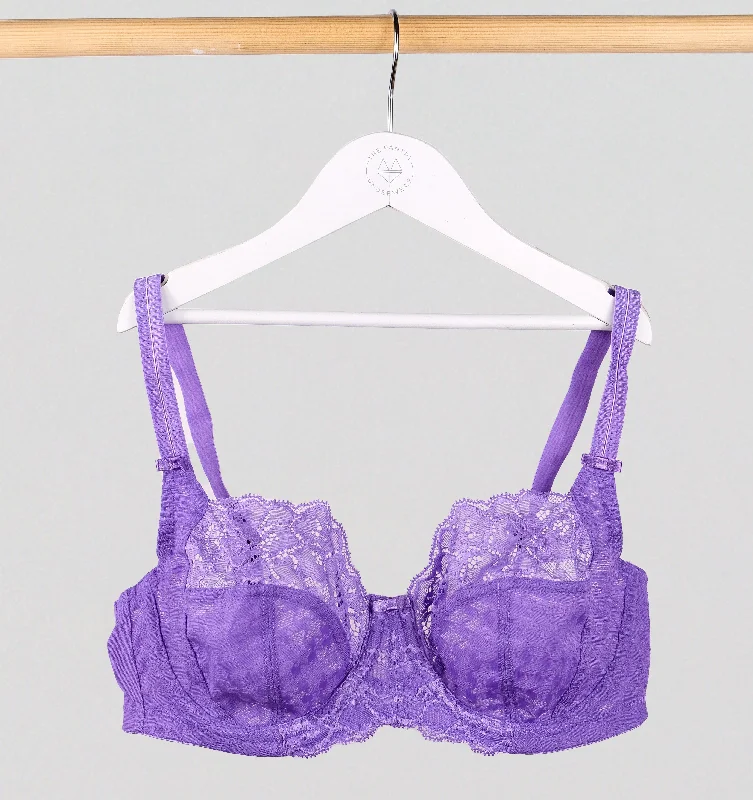 Houndstooth & floral lace balconette [Violet]