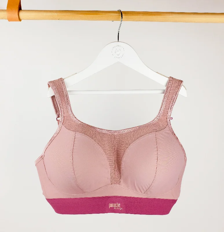 Non-wired shape sports bra [Taupe / Raspberry]