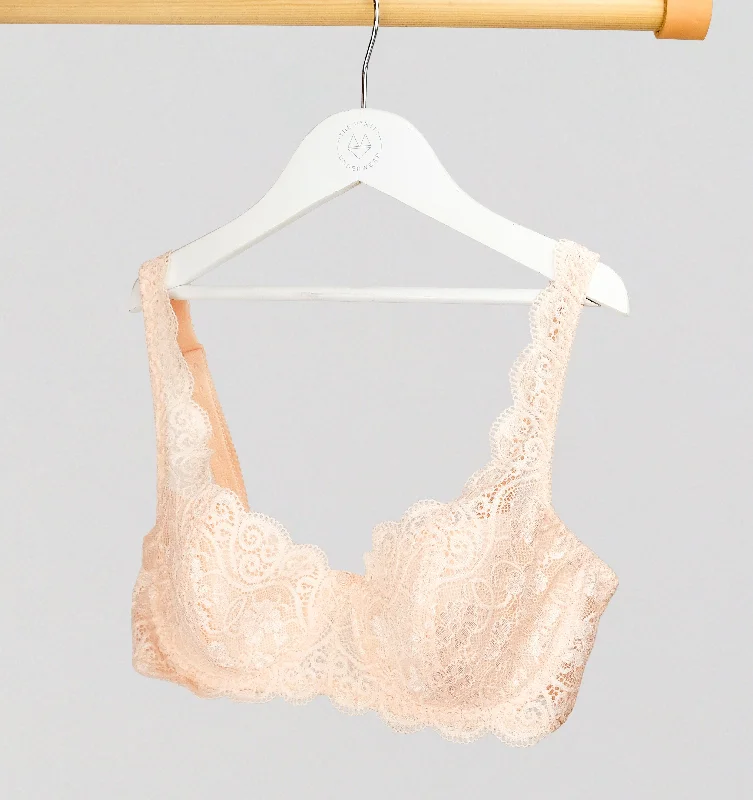 Scalloped lace balconette [Peach]