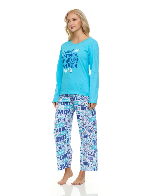 1144P Women Pajamas Set Long Sleeve, 2-Piece Female Pajamas Set