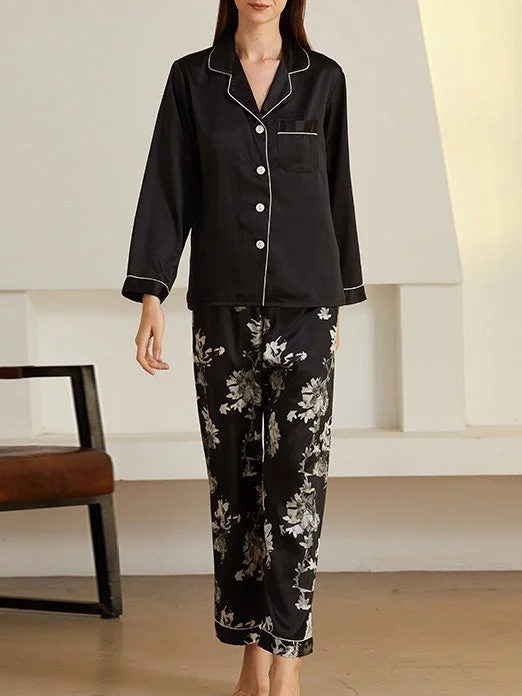 Pajamas Acetate Silk Long Sleeve Trousers Home Pajamas for Women