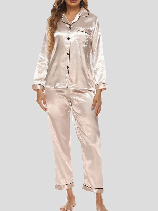 Pajamas Acetate Silk Two-Piece Pajamas Set for Women