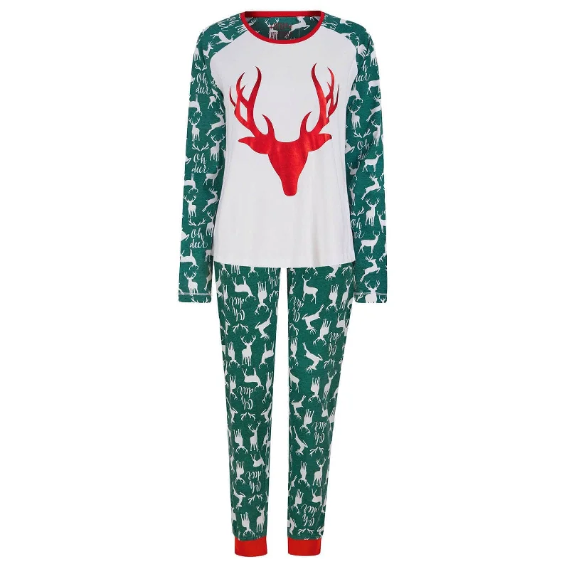 Womens Christmas Pyjama Set Stag Head Motif