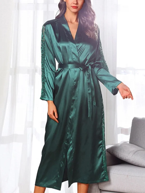 Tie Loose Sexy Solid Color Long Pajama